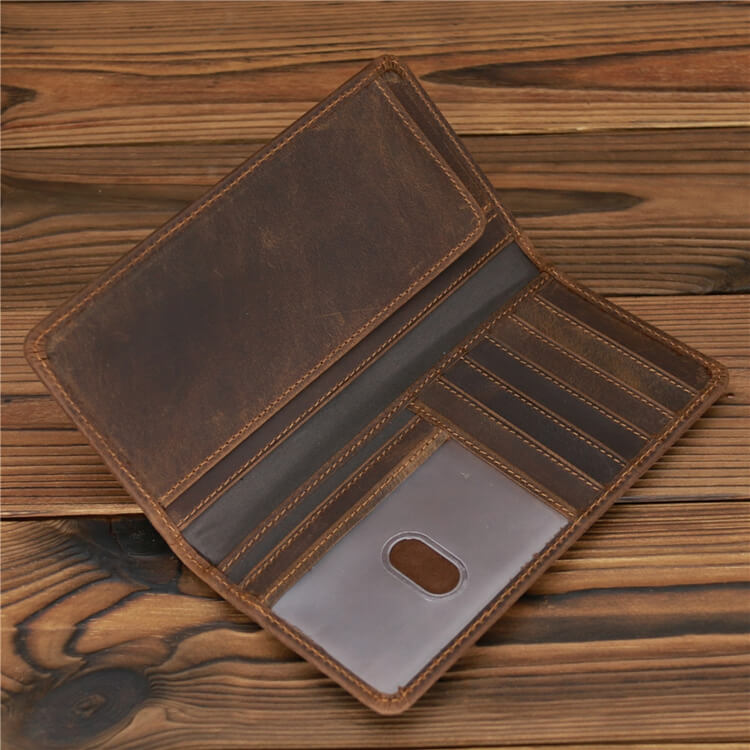 Leather passport holder with multiple card slots