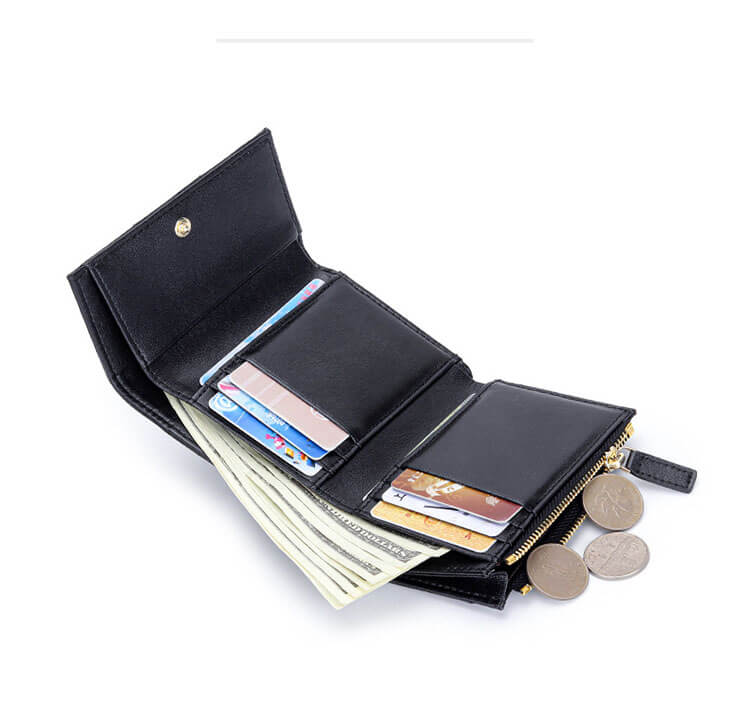 Interior of a woven leather women's wallet